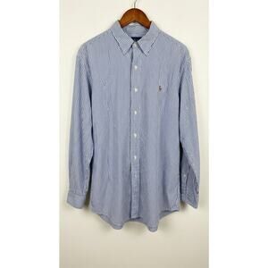 Ralph Lauren Men's Button up Striped Longsleeve Shirt Blue 15 1/2/ 32 Old Money